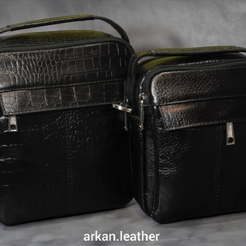 کیف دوشی چرمی آرکان | طرح ترکیبی مشکی