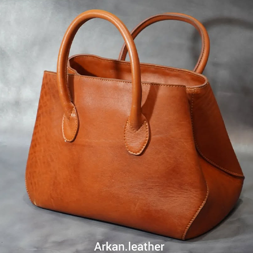 کیف دست چرمی آرکان | مدل کلاسیک عسلی