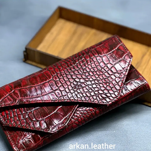 کیف کلاچ چرمی لوکس آرکان | رنگ زرشکی